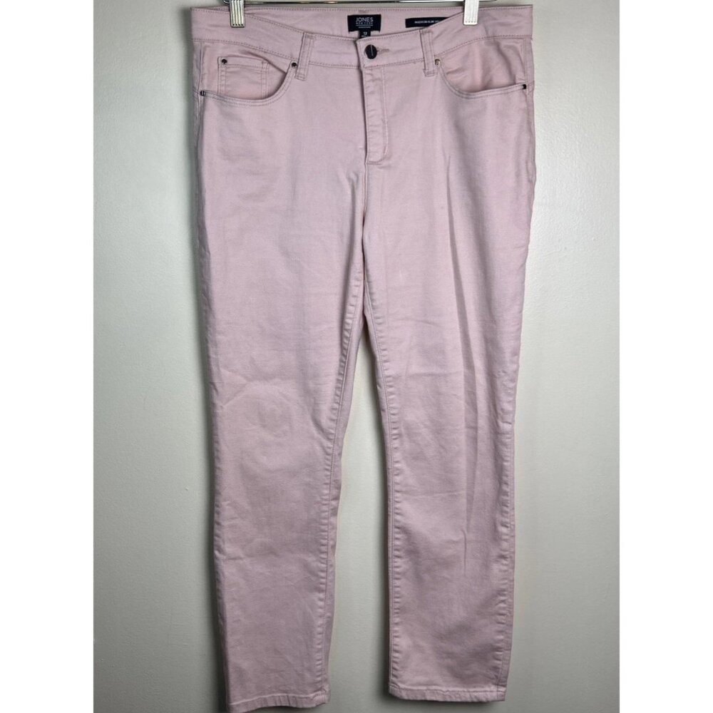 Jones New York Madison Skinny Ankle Jeans Women's 12 Pink Denim Stretch Low-Rise